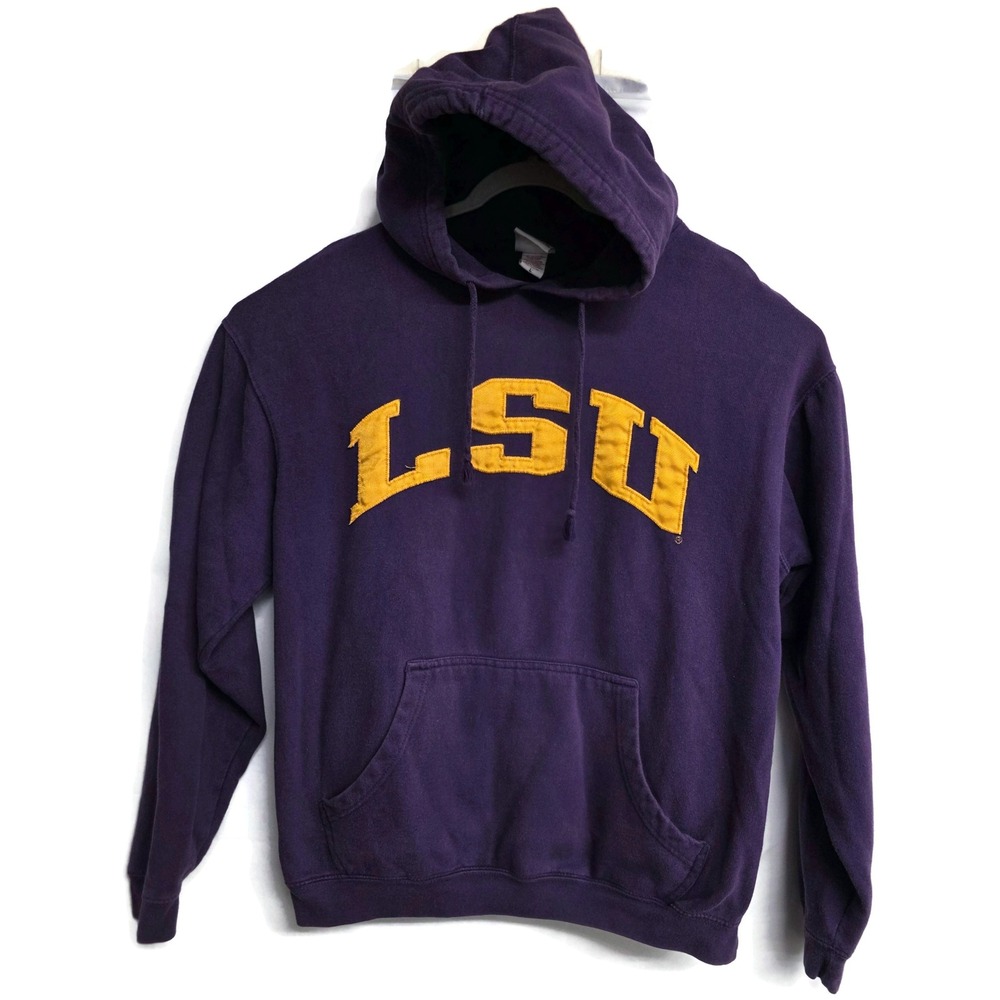 Vintage 90s Red Oak LSU Tigers Hoodie Purple Yellow Arch Logo Sweatshirt Large